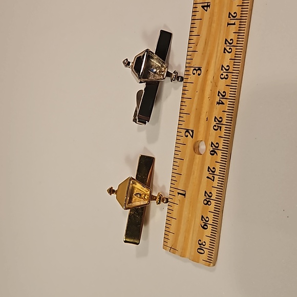 Vintage Silver & Gold Finish Gas Lamp Tie Clips - Picture 11 of 12